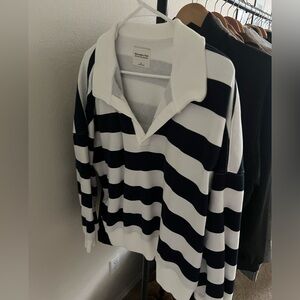 Abercrombie & Fitch Navy and White Shirt